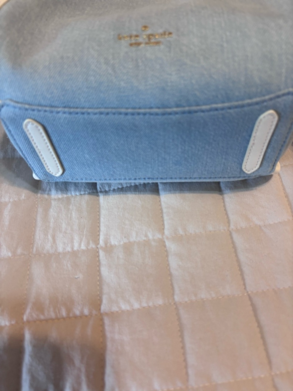 kate spade Light Blue and White Mini Tote Crossbody with Floral Charm - Picture 5 of 10